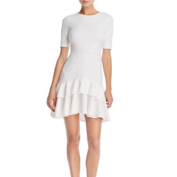 Aqua Dresses & Skirts - Aqua Houndstooth Tiered Ruffled Dress.